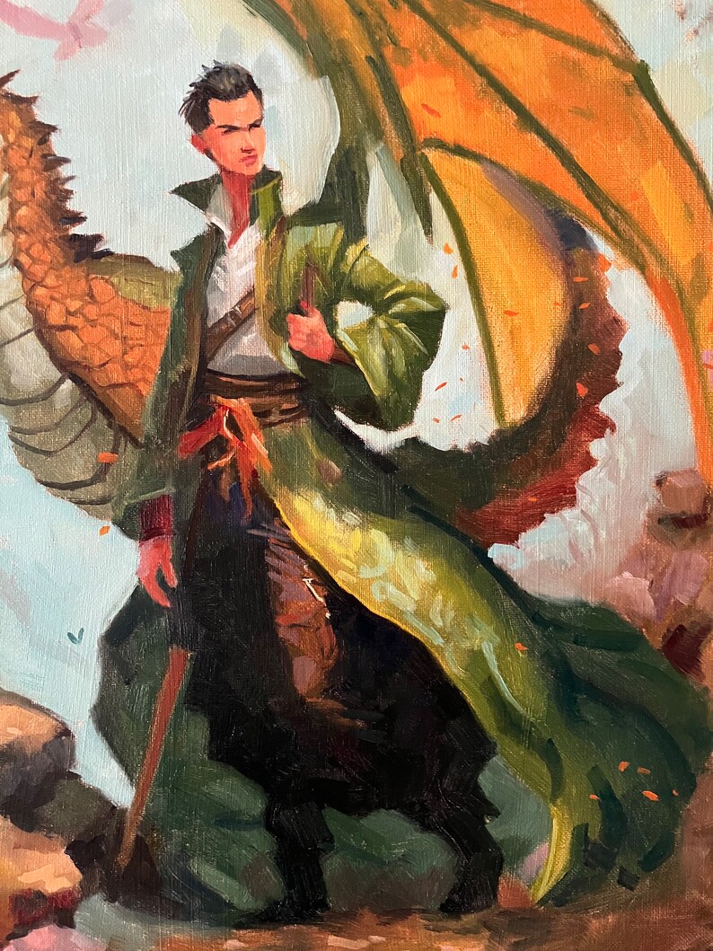 The Dragon Rider original fantasy painting, fine art 16x20 inches image 4