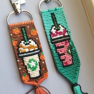Handmade Iced Coffee Friendship Bracelet Keychain