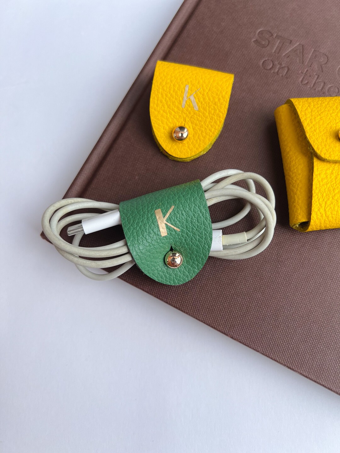 Leather Cord Organizer Cable Holder Personalized Gift Etsy