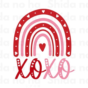 XOXO Rainbow SVG, Valentines Day SVG Love, Digital Download, Cricut, Silhouette, Glowforge (includes svg/png/dxf/eps files)
