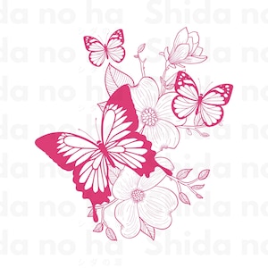 Floral Butterfly SVG,Butterfly Clip art, Digital Download, Silhouette, Glowforge (includes svg/png/dxf file formats)