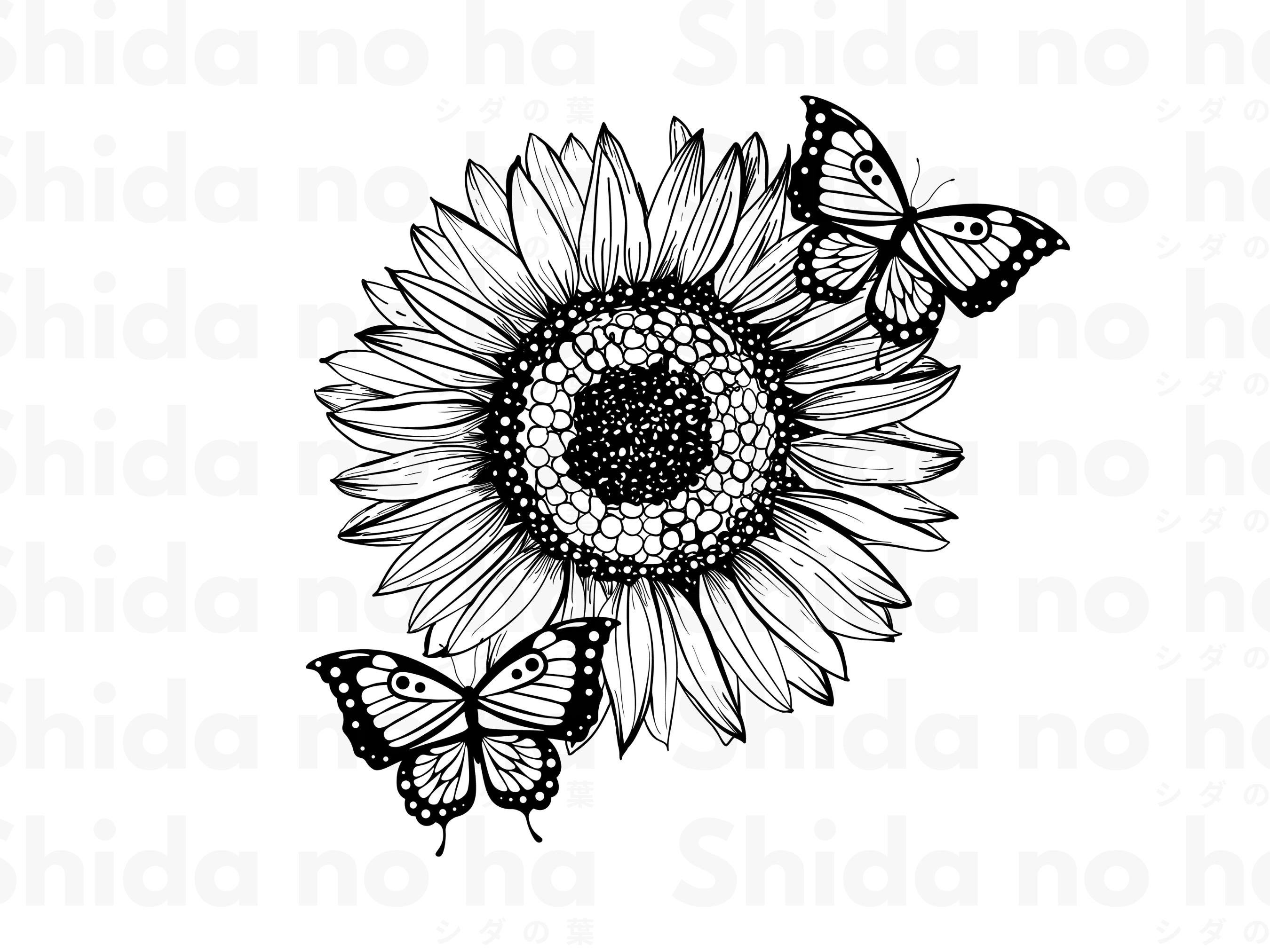 Sunflower Butterfly SVG, sunflowers svg, butterfly svg, Digital Download,  Cricut, Silhouette, Glowforge (includes svg/png/dxf/eps files)