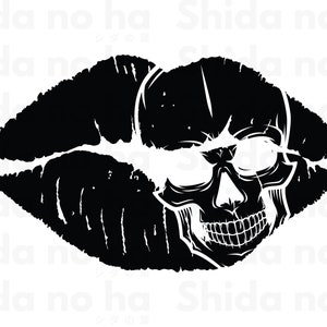 Lip Skull Print Kiss SVG, Digital Download, Cricut, Silhouette, Glowforge (includes svg/png/dxf/eps files)
