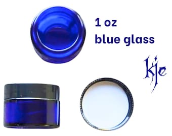 1 oz Blue Cobalt Glass Jar with Black Lined Lid  -  Lotions, Creams, Cosmetics, Medicines, Vitamin Pills & Candles and more.