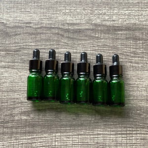 10 ml Green Glass Bottle with Dropper (empty) Use for Aromatherapy, Essential Oils, Perfume, Massage Oils, DIY, Cologne