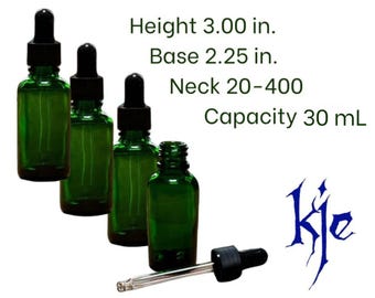 30ml Green Glass Bottle w/ Black Dropper | Essential Oils, DIY Skincare, Herbal Tinctures | Reusable