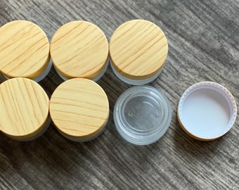 5 ml Frosted Glass Jars Wood Bamboo Lid DIY Samples Creams Essential Oils Beauty Cosmetic Container