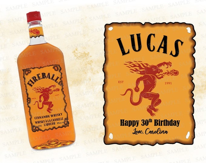 FIREBALL Whiskey Bottle Label | Etsy