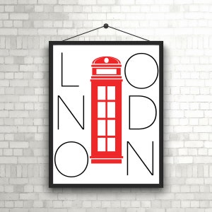 London Phone Booth Print, Red art, wall art, london art travel print