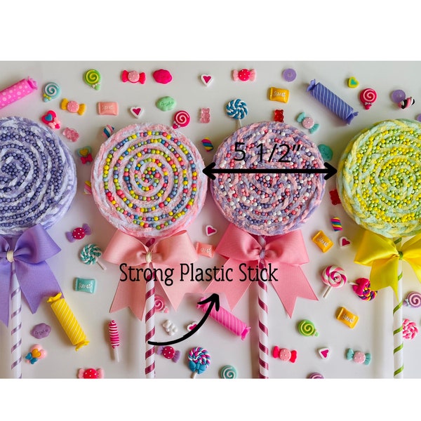 Fake Lollipops 5 inch size , Candy Land Lollipop, Fake Candy Photo Prop, Cake Candy Decor, Fake Candy, CandyLand Party, Candy Land Birthday