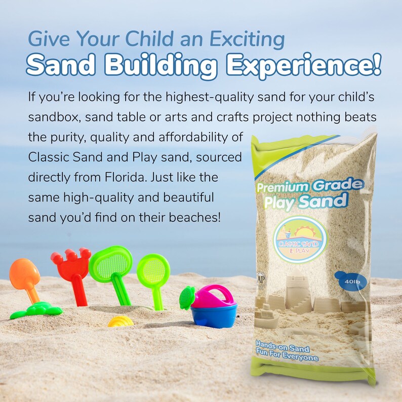 Classic Sand and Play Sand for Sandbox, Table, Therapy, and Outdoor Use, Bag, Natural, Nontoxic