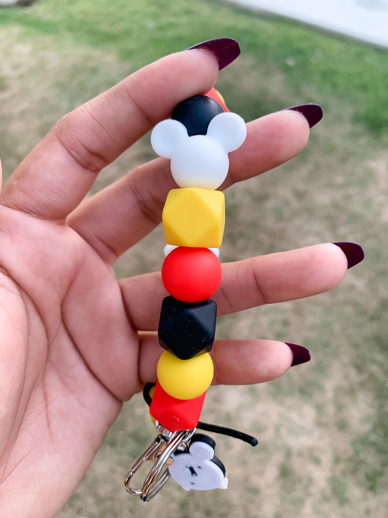 Disney Mickey Mouse Inspired Silicone Bead Keychain Wristlet Etsy