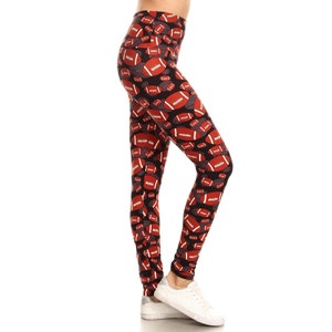 Women Tight Yoga Leggings Football Rugby Print Trouser Elastic Waist Long  Pencil Pants L