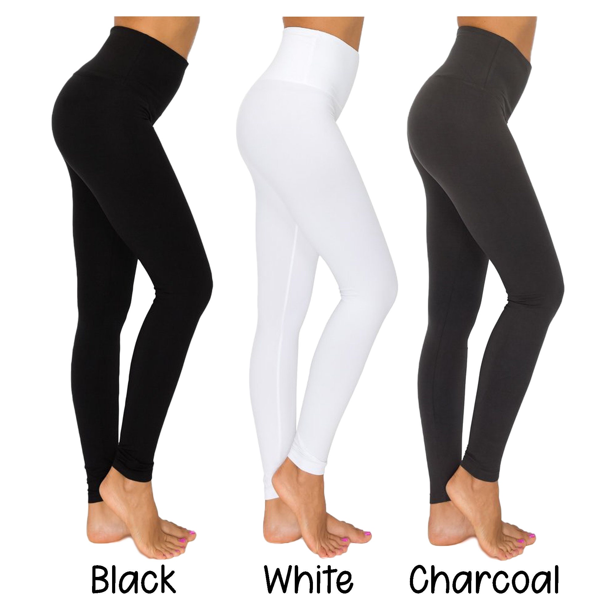 Women's Full Length Wide Waistband Butter Soft Yoga Leggings With Side  Pockets 