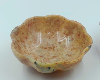 Hand Carved Sunstone Bowl: 6" Natural Gemstone Decor Dish
