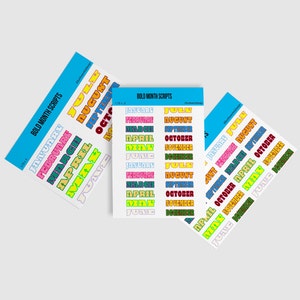 Bold Month Script Stickers