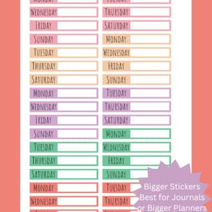 Colorful Days of the Week Sticker Sheet