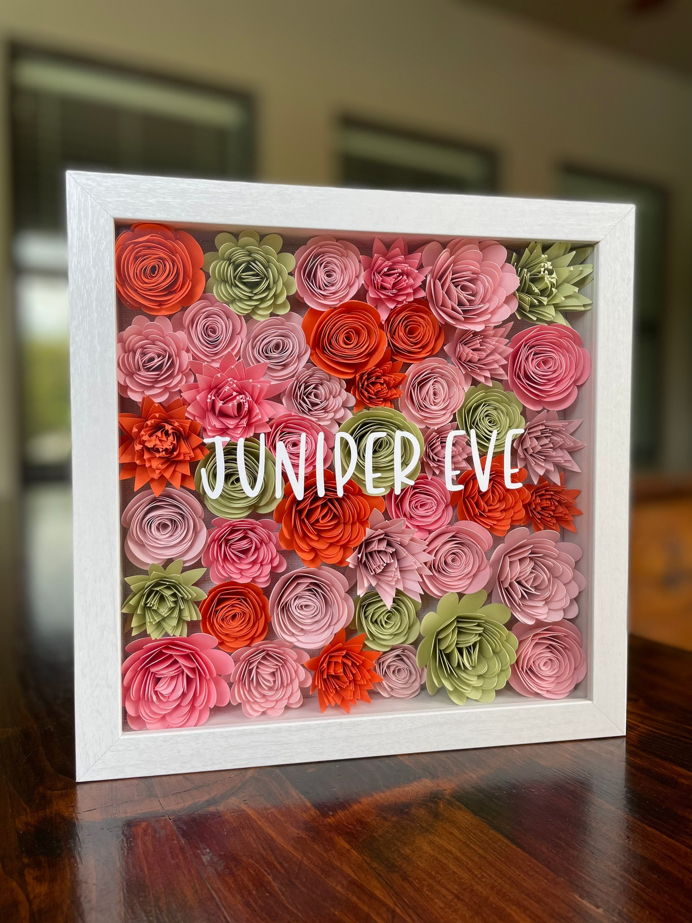 Personalized Name Flower Shadow Box - Etsy