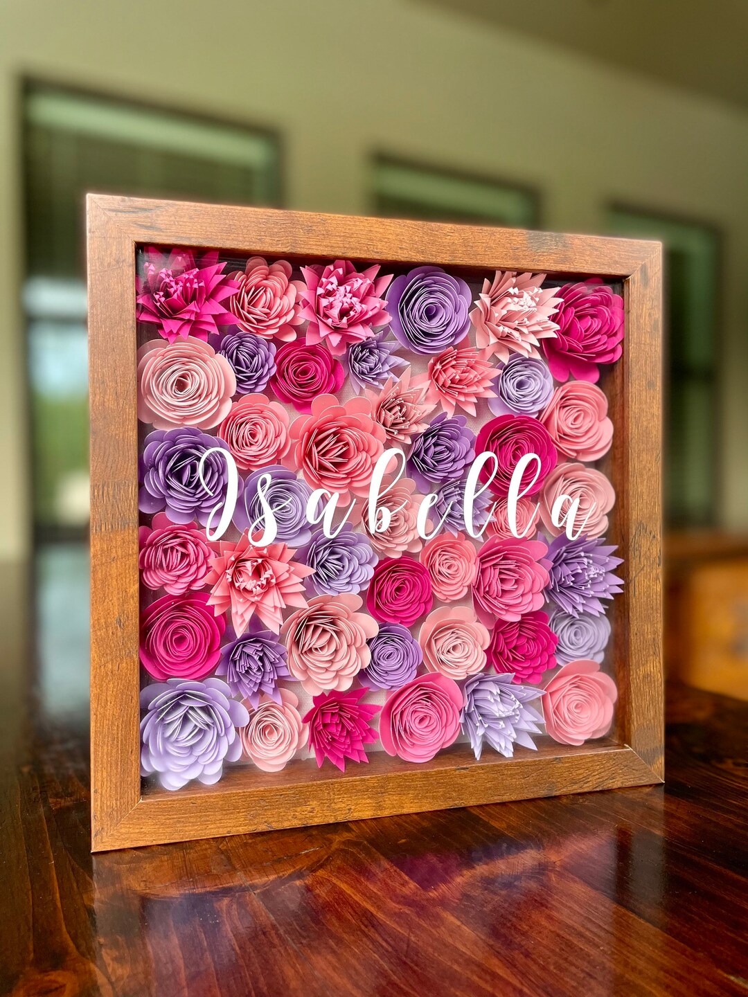 Personalized Name Flower Shadow Box - Etsy