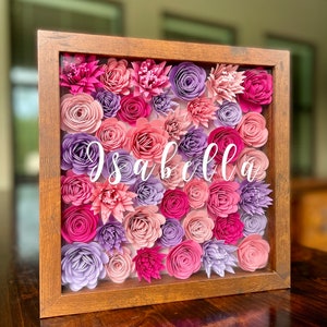 Personalized Name Flower Shadow Box
