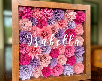Personalized Name Flower Shadow Box
