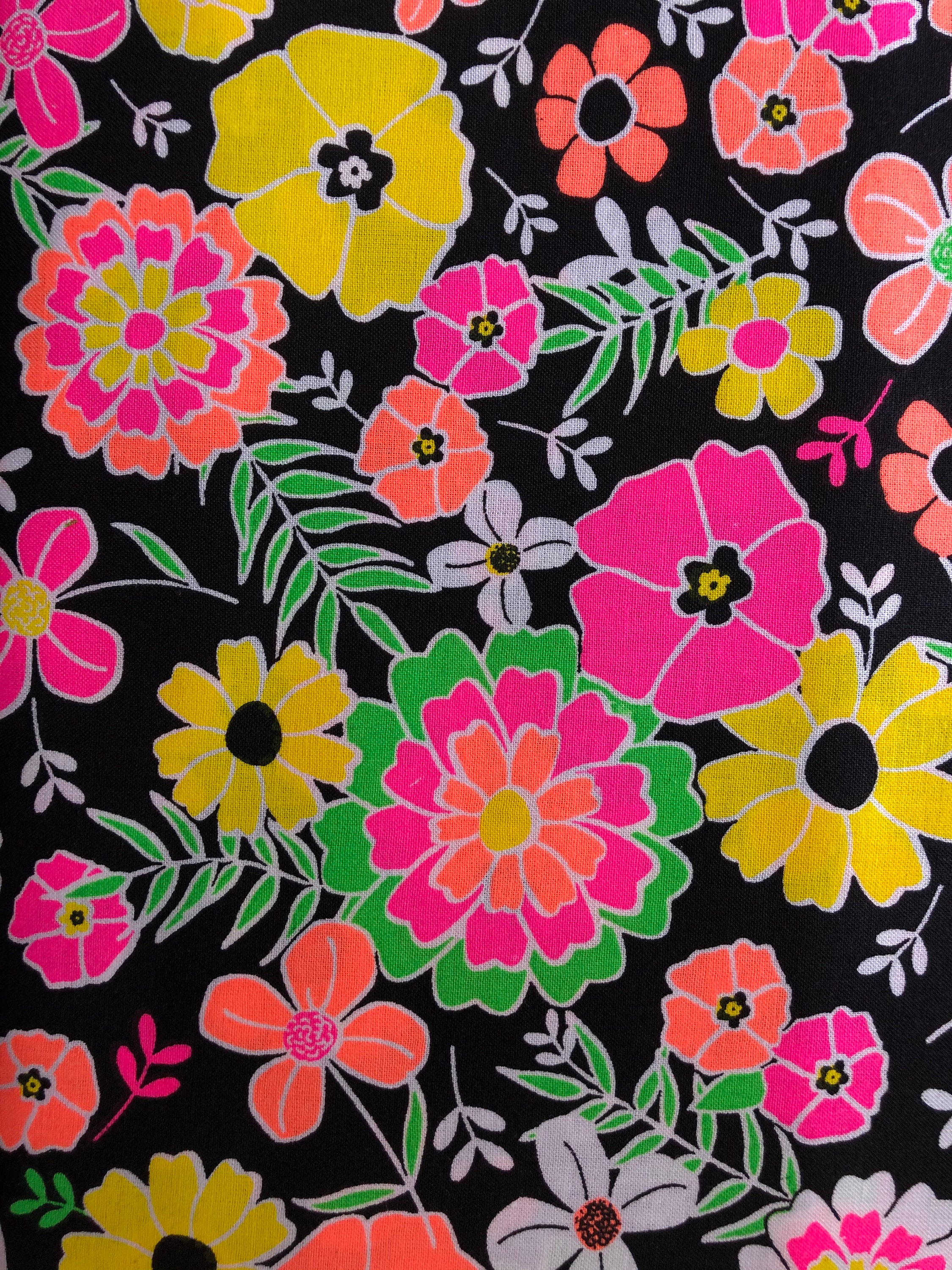 Quilters Showcase Large Floral Neon Cotton Fabric by the Yard Etsy