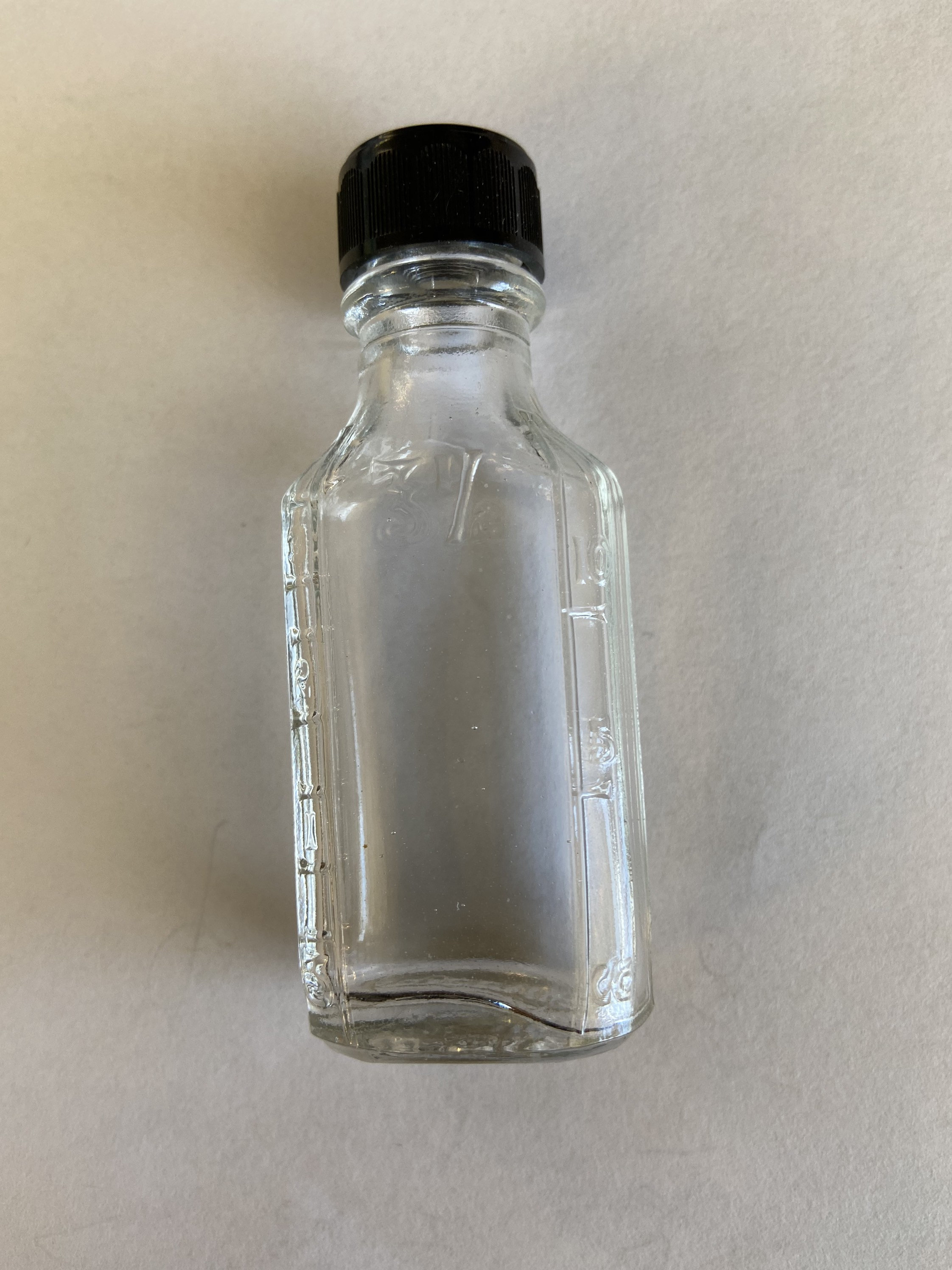 Vintage Duraglas 3 1/2 Oz Glass Bottle With Plastic Lid. Brand New Old