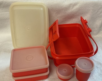 Vintage Tupperware Pack N Carry Lunch Box Orange