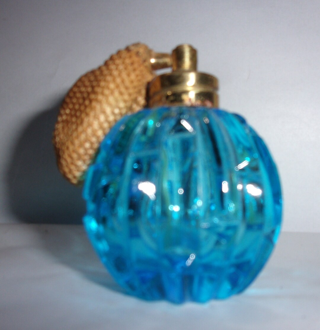 Vintage I. W. Rice Company Blue Glass Vanity Perfume Bottle - Etsy