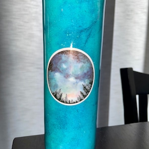 Glittery Marble Dipped, Resin Coated Skinny Stainless Tumbler