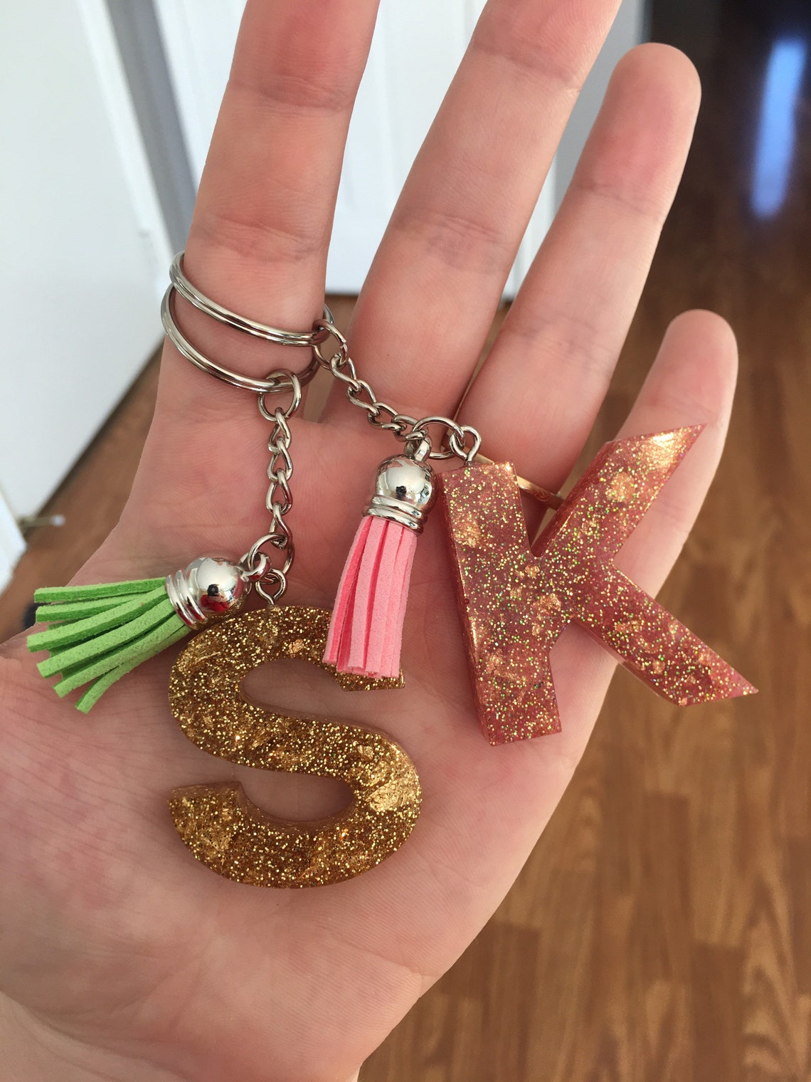 Glitter keychain Etsy