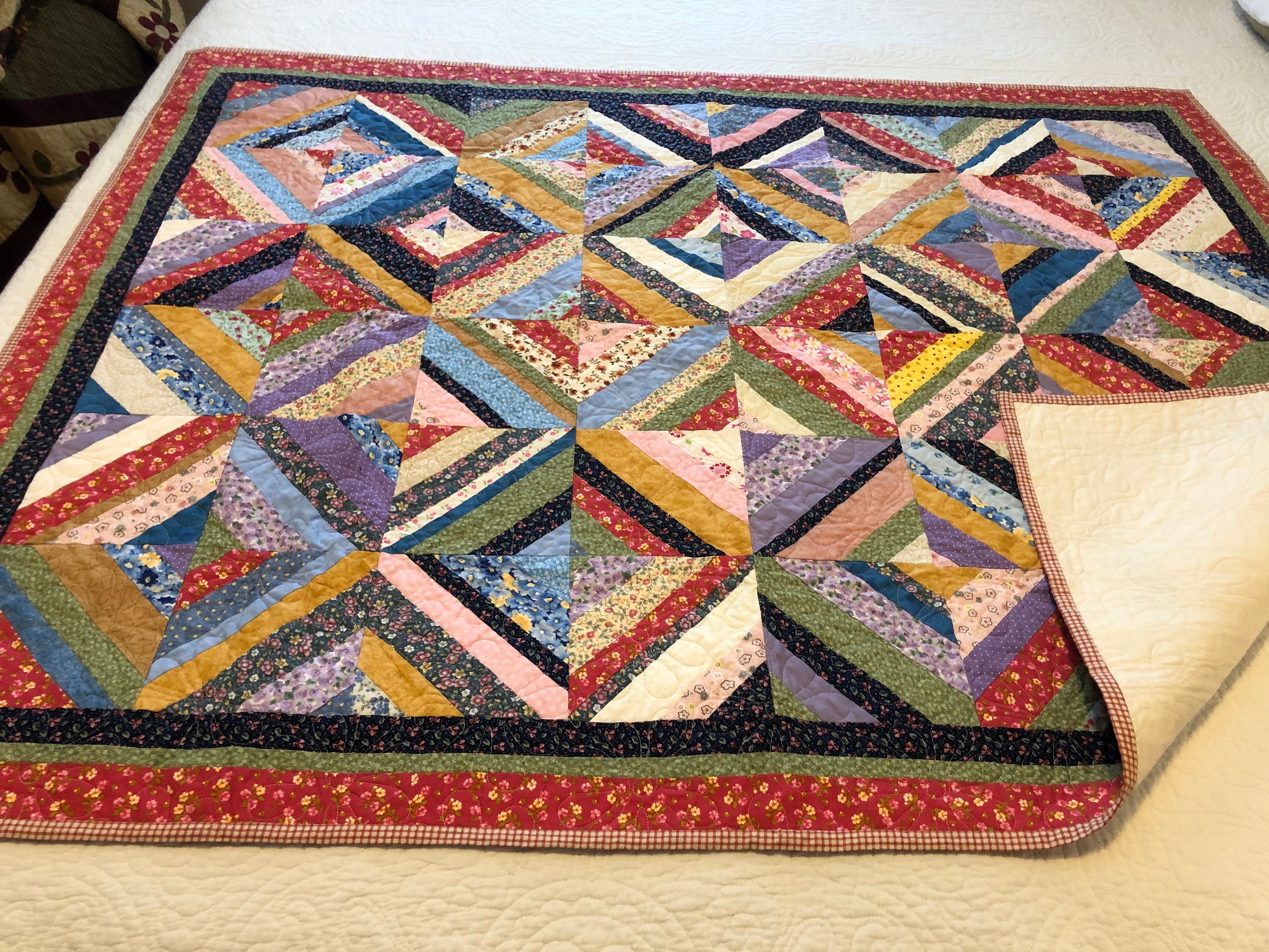handmade quilt geometric stripes etsy