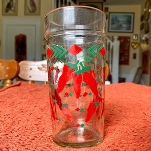 Vintage Anchor Hocking Red Chili Pepper 16 Oz Southwestern Glass