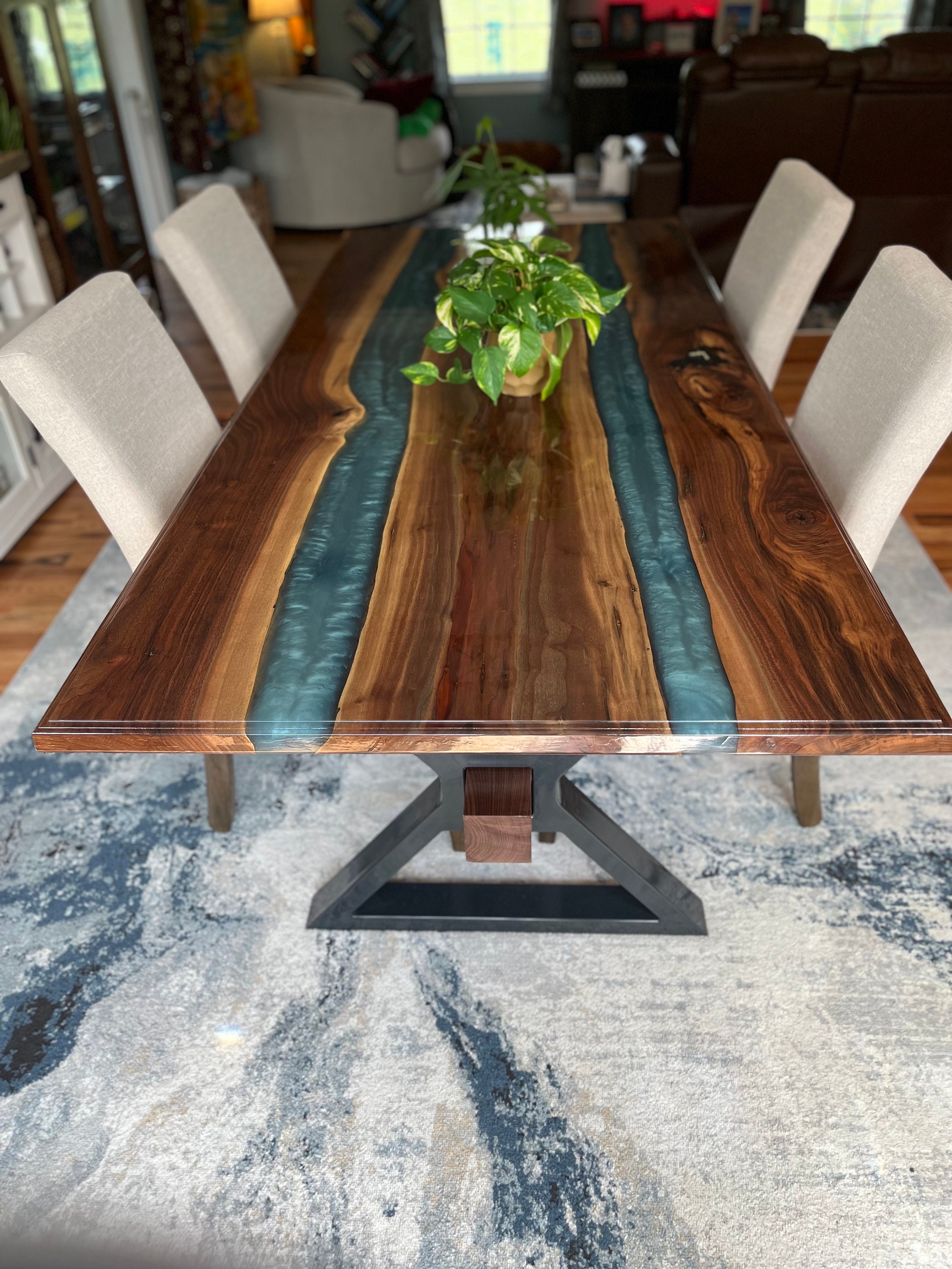 96 x 48 Epoxy Resin Table Top Stunning Live Edge Design for Dining &  Office