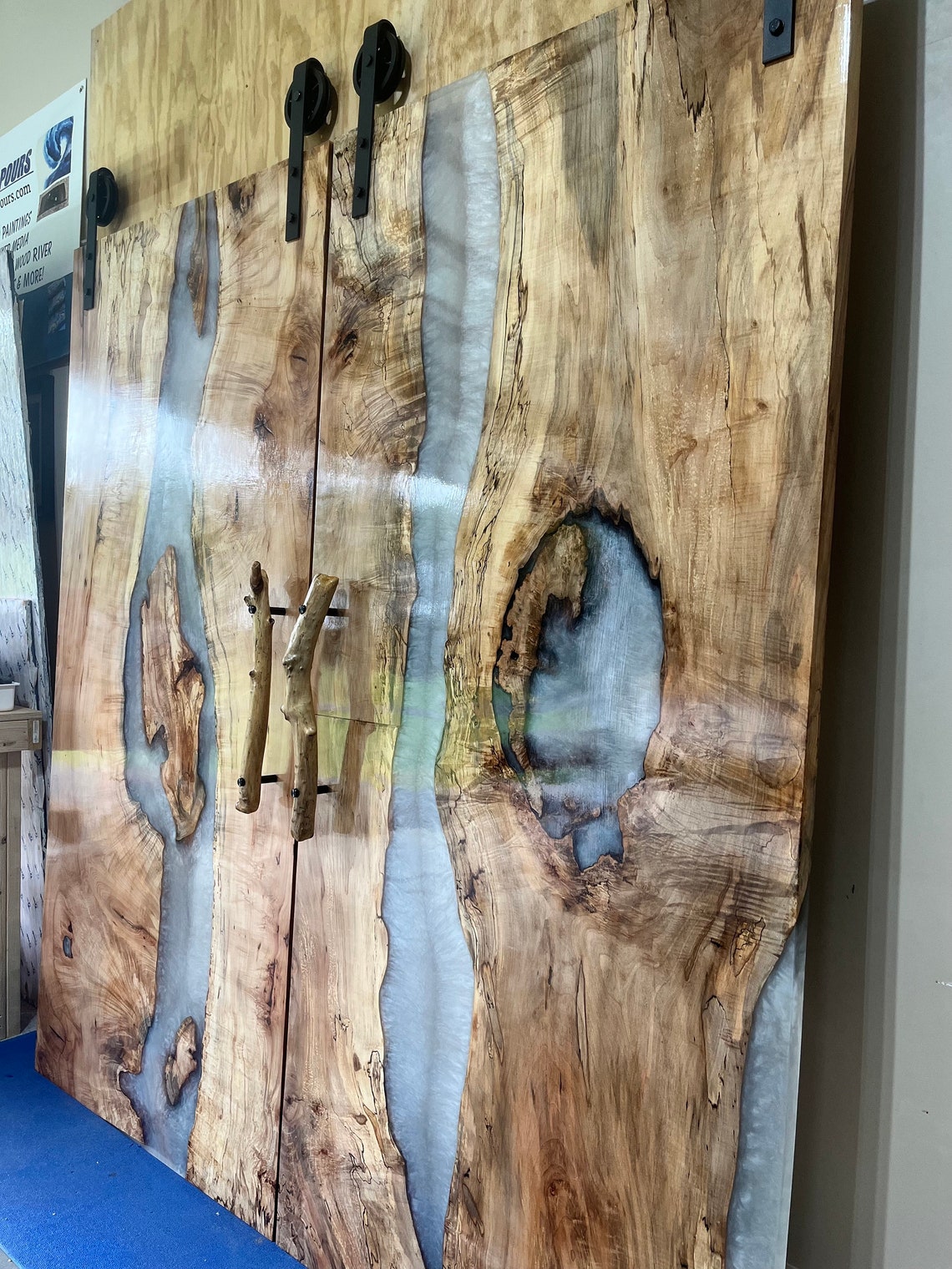Epoxy and Wood Live Edge Barn Doors Live Edge Custom Epoxy Etsy UK