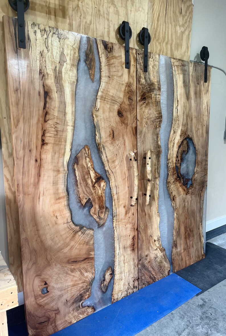 Epoxy and Wood Live Edge Barn Doors Live Edge Custom Epoxy Etsy UK
