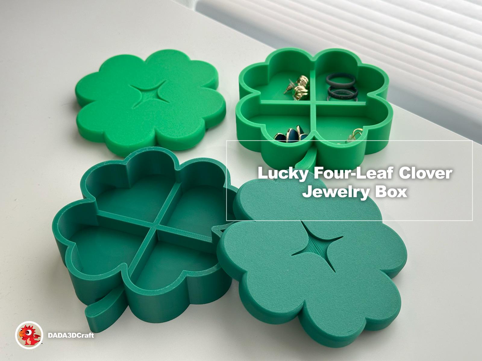 Lucky Clover Jewelry Box | 3D Printed Trinket Box, Four-leaf Clover ...
