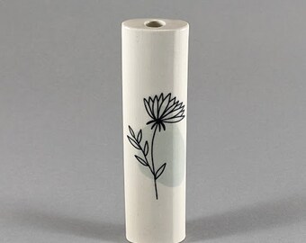 Ceramic pipe, one hitter, chillum, with flower decal and built in screen.