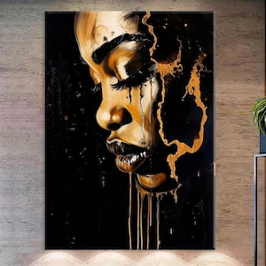 Abstract Face Art Canvas Wall Art Living Room Decor, Abstract Art, Woman Portrait Canvas Print, Extra Large Wall Art