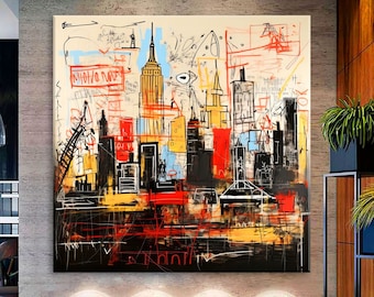 Abstract Wall Art, Canvas Wall Art Living Room Decor, Contemporary Art, Cityscape Canvas Print, Extra Large Wall Art
