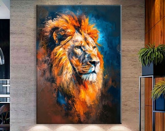 Lion Art Canvas Wall Art Living Room Decor, Wild Animal Art, Lion Wall Art, Animal Portrait Canvas Print, Extra Large Wall Art