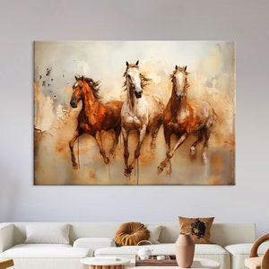 Caballo lienzo pared arte sala de estar decoración, arte animal, impresión de caballo sobre lienzo, arte de pared extra grande, arte abstracto del caballo