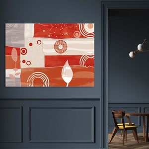 Impressões abstratas modernas em tela, arte de parede com folhas, decoração de casa moderna, pintura abstrata, decoração de parede com folhas, arte em tela extra grande e emoldurada