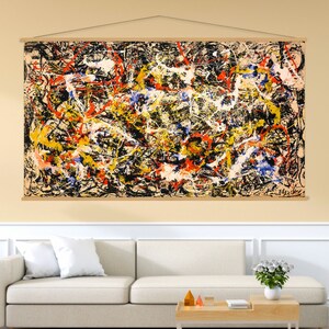 Jackson Pollock Canvas Wall Art Hanger, Abstract Canvas Print, Wall Art Living Room Decor, Jackson Pollock Convergence, Extra Large Wall Art