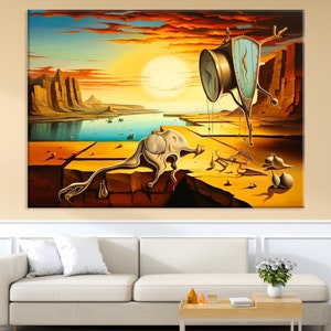 Surrealistische Kunst im Stil von Salvador Dali Leinwand Wandkunst Wohnzimmer Dekor Dali Melting Uhr Stil Leinwanddruck