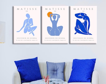 Henri Matisse Set of 3 Canvas Wall Art Print, Minimalist Decor, Home Decor, Matisse Print Framed Canvas Art, Large Abstract Wall Art