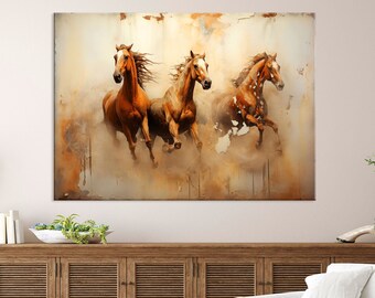 Horse Print on Canvas Wall Art Living Room Decor, Animal Art, Abstract Horse Art, Extra Large Wall Art, Horse Painting Print