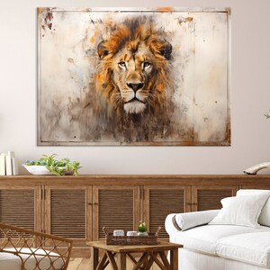 Muurkunst leeuw, leeuw kunst canvas muurkunst woonkamer decor, wilde dieren kunst, dierenportret canvasafdruk, extra grote muurkunst