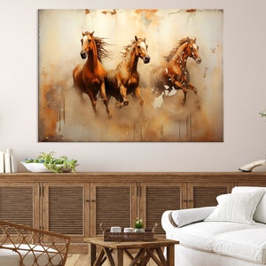 Abstrakte Pferdekunst, Pferdedruck auf Leinwand, Wandkunst, Wohnzimmerdekor, Tierkunst, extragroße Wandkunst, Pferdemalerei-Druck
