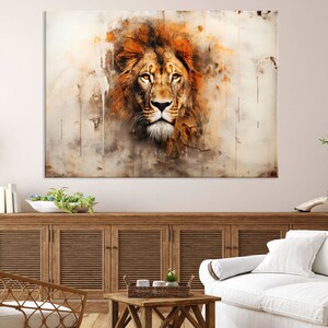 Muurkunst leeuw, leeuw kunst canvas muurkunst woonkamer decor, wilde dieren kunst, dierenportret canvasafdruk, extra grote muurkunst